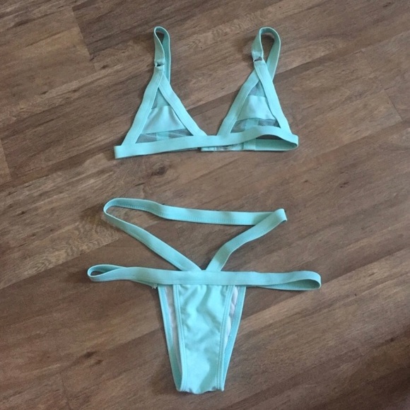 Other - ❌SOLD❌Turquoise Strappy Mesh Bikini